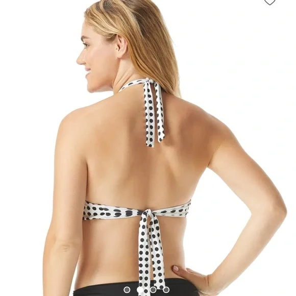 NWOT Coco Reef black and white polka dot 5-way convertible bikini top - Picture 3 of 10